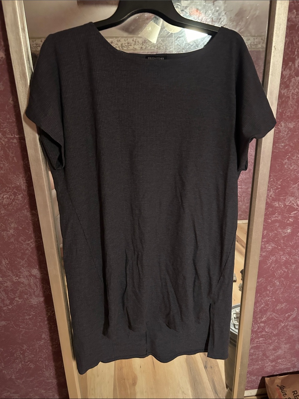 Eileen Fisher Black Short-Sleeve Ribbed T-shirt dress